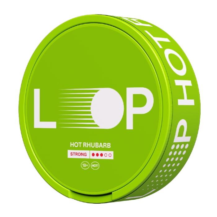 Bild 2, Loop Hot Rhubarb Strong nikotinpåse