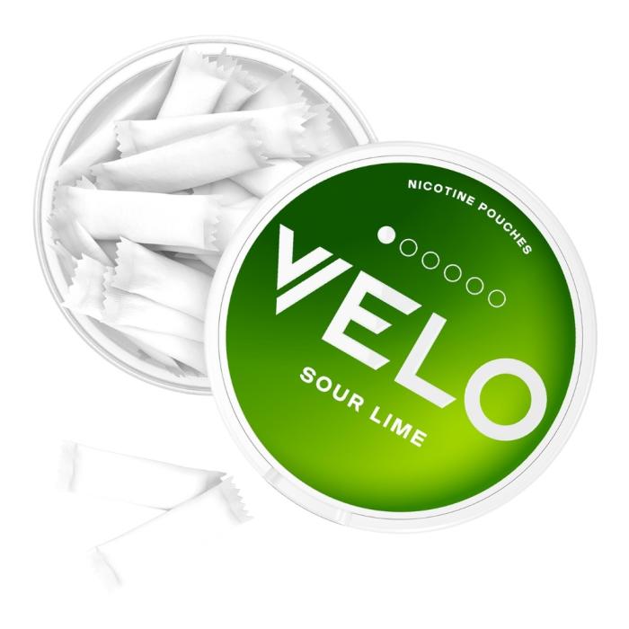 Bild 3, VELO Sour Lime snus mini dosa öppen med portioner