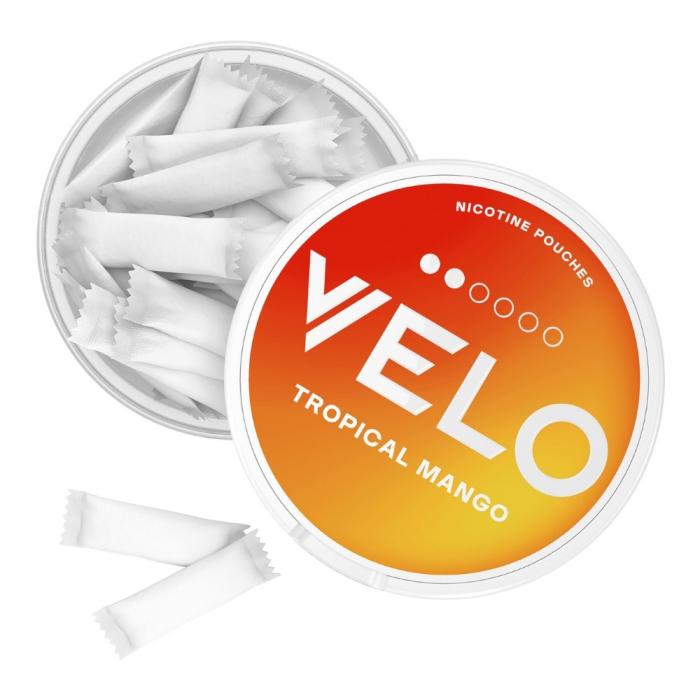 Bild 3, VELO Tropical Mango snus 6 mg öppen dosa