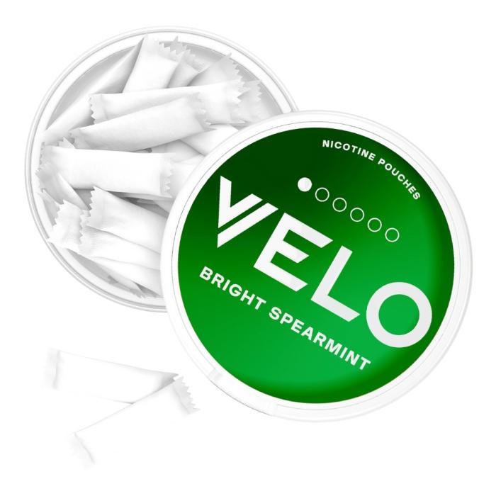Bild 3, velo bright spearmint mini oppnad dosa nikotinpåsar